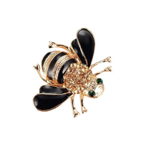 Broche Abeille Chic Nuit - Pin's Élégant Noir & Doré