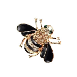 Midnight Chic Bee Brooch - Elegant Black & Gold Bee Pin