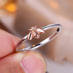 Bague Abeille 'Butineuse d'Argent Rosé'