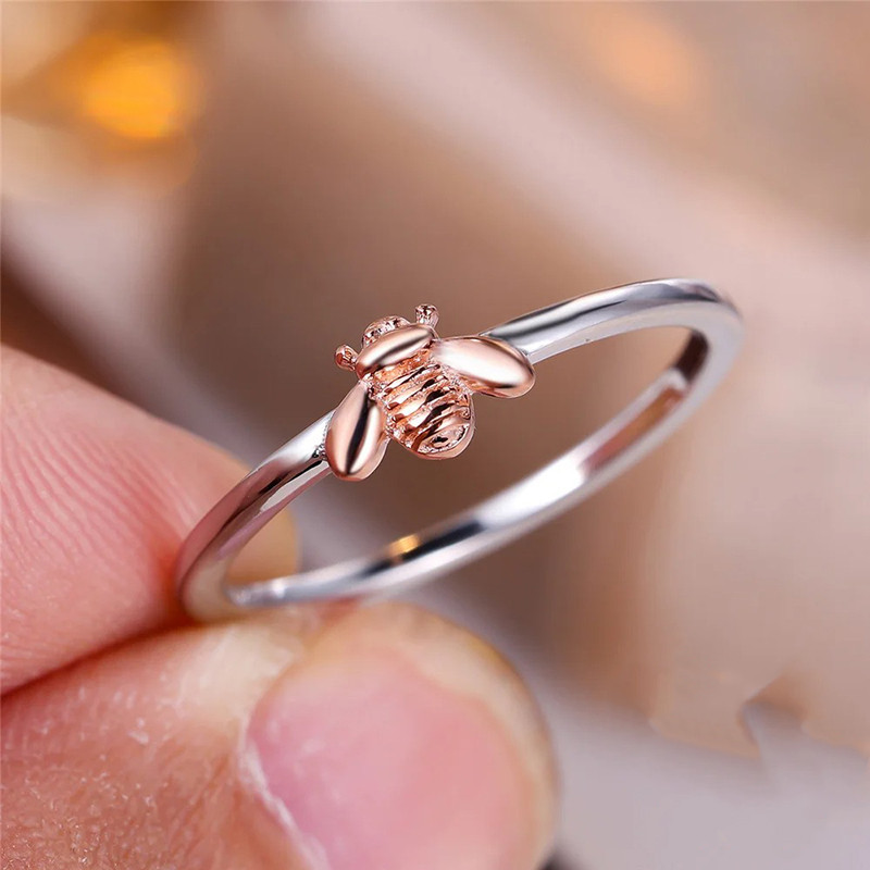 Rose Gold Forager Bee Ring | Cute 925 Silver Bee Jewelry