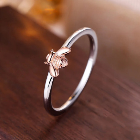 Bague Abeille Butineuse Or Rose en Argent 925 | 1001 Abeilles