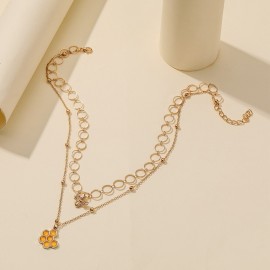 Double Collier avec 2 pendentifs  abeille et nid d'abeille ouvert