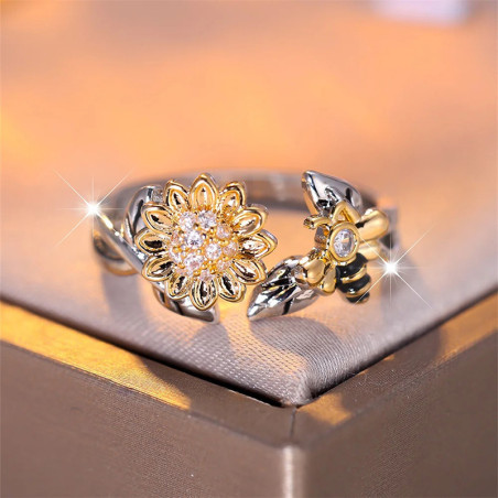 Bague Abeille Mignonne 'Butineuse Ensoleillée' | Bijou Ajustable