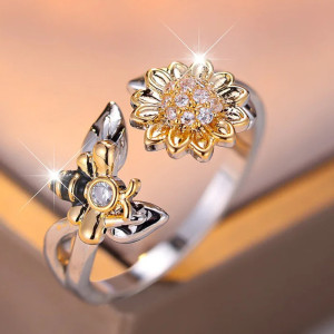 Bague Abeille Redimensionnable 'Butineuse du Soleil'