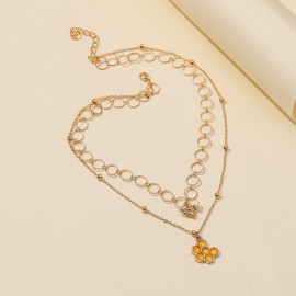 Double Collier avec 2 pendentifs  abeille et nid abeille