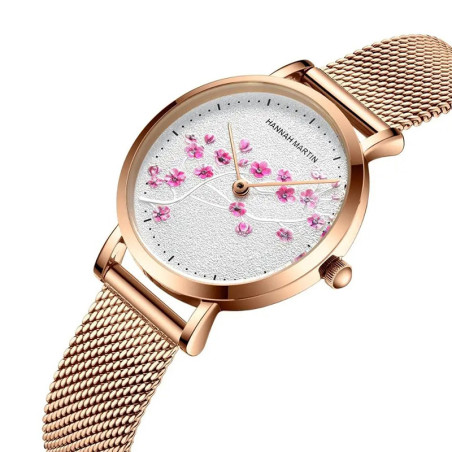 Cherry Blossom Watch | Cute Floral Bee Jewelry Gift for Her