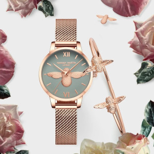 Coffret Montre & Bracelet Abeille Céladon | Bijou Cadeau Chic