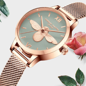 Bienenuhr & Armreif Set Harmonie Seladon | Elegantes Geschenk