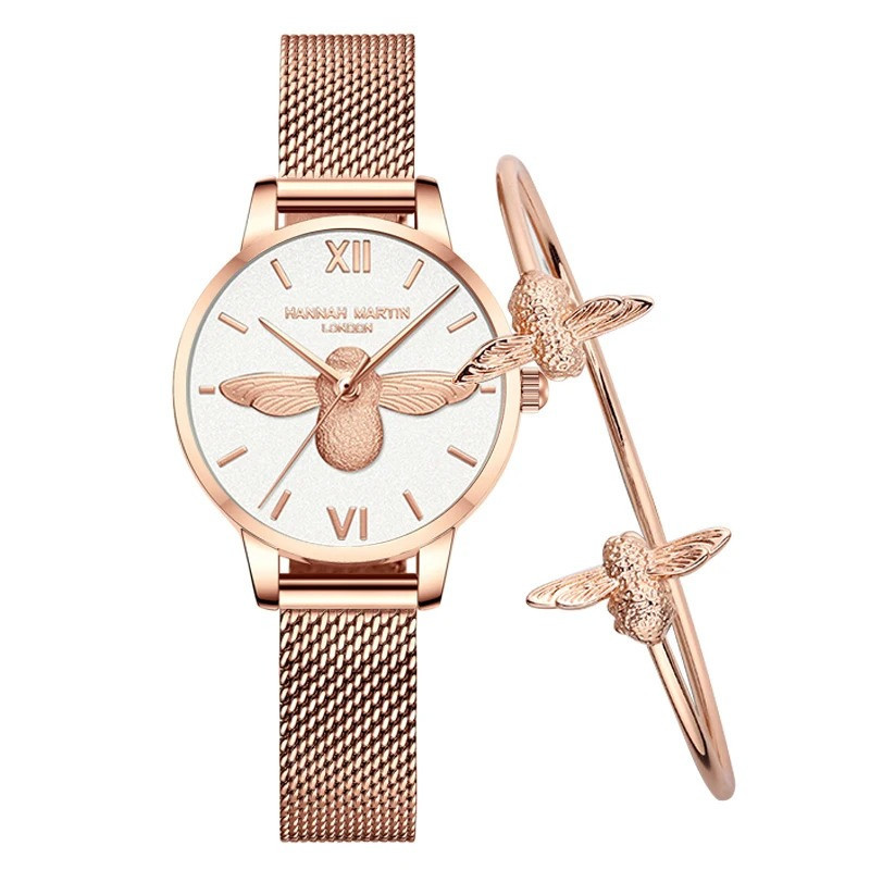 Coffret Montre & Bracelet Abeille Élégance Nacrée | 1001 Abeilles