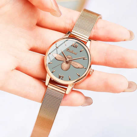 Montre Abeille Harmonie Verte | Élégance Naturelle pour Femme