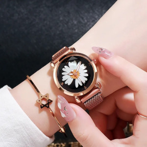 Montre Florale Pâquerette | Bijou Thème Abeille Cadeau Femme
