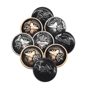 Boutons Abeille "Majesté Royale" 23mm - Lot de 10 pièces !
