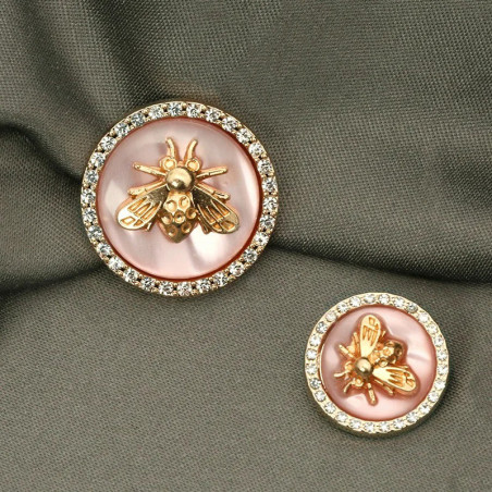 Boutons Bijoux Abeille Dorée Rose - Lot de 6 pièces !