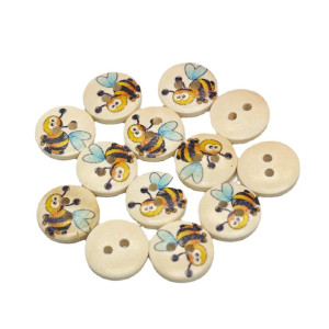 Boutons en Bois Abeille Joyeuse