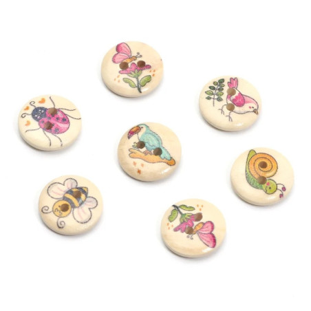 Boutons en Bois Abeilles & Pollinisateurs - Lot de 50 pour DIY