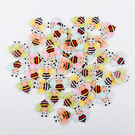Boutons Abeille en bois 'Rayures Joyeuses' - Lot de 30 pièces !