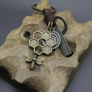 Porte-Clé Abeille Vintage | Charme Nid d'Abeille & Abeille
