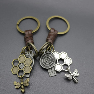 Vintage Bee Keychain | Honeycomb & Bee Charm | Unique Gift Idea