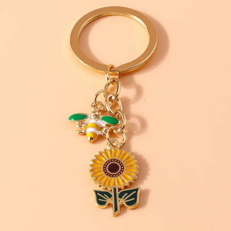 Porte-clés Abeille & Tournesol Féerique | Idée Cadeau Unique