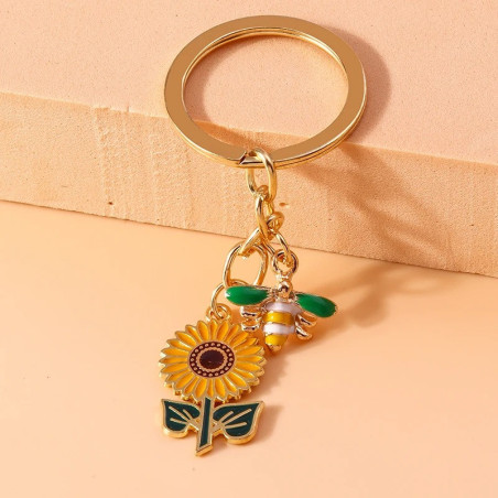 Porte-clés Abeille & Tournesol Féerique | Idée Cadeau Unique