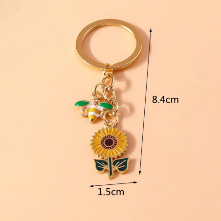 Porte-clés Abeille & Tournesol Féerique | Idée Cadeau Unique