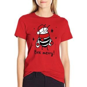 Bee Merry Christmas T-Shirt | Cute Funny Bee Tee for Women