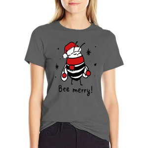 Bee Merry Christmas T-Shirt | Cute Funny Bee Tee for Women
