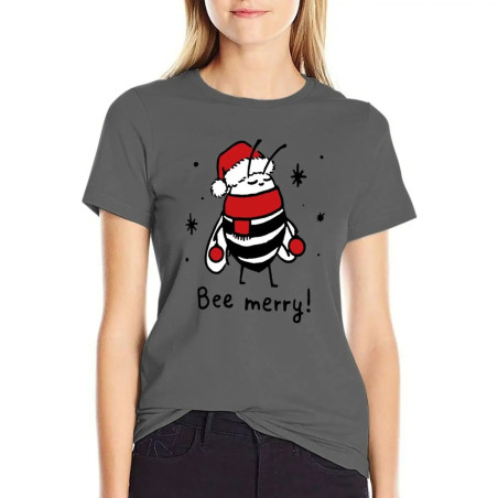 Bee Merry Christmas T-Shirt | Cute Funny Bee Tee for Women