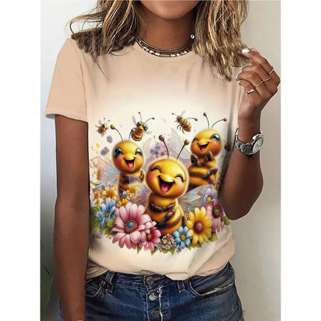5 modèles de T-shirt abeille manches courtes Abeilles réalistes en couleur !