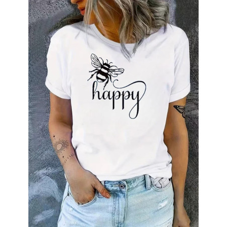 T-shirt manches courtes "Bee Happy" graphiques !