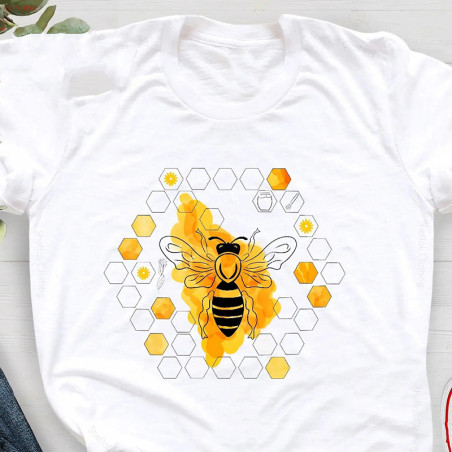 Honeycomb Bee T-Shirt | Cute Graphic Tee for Women in Cotton