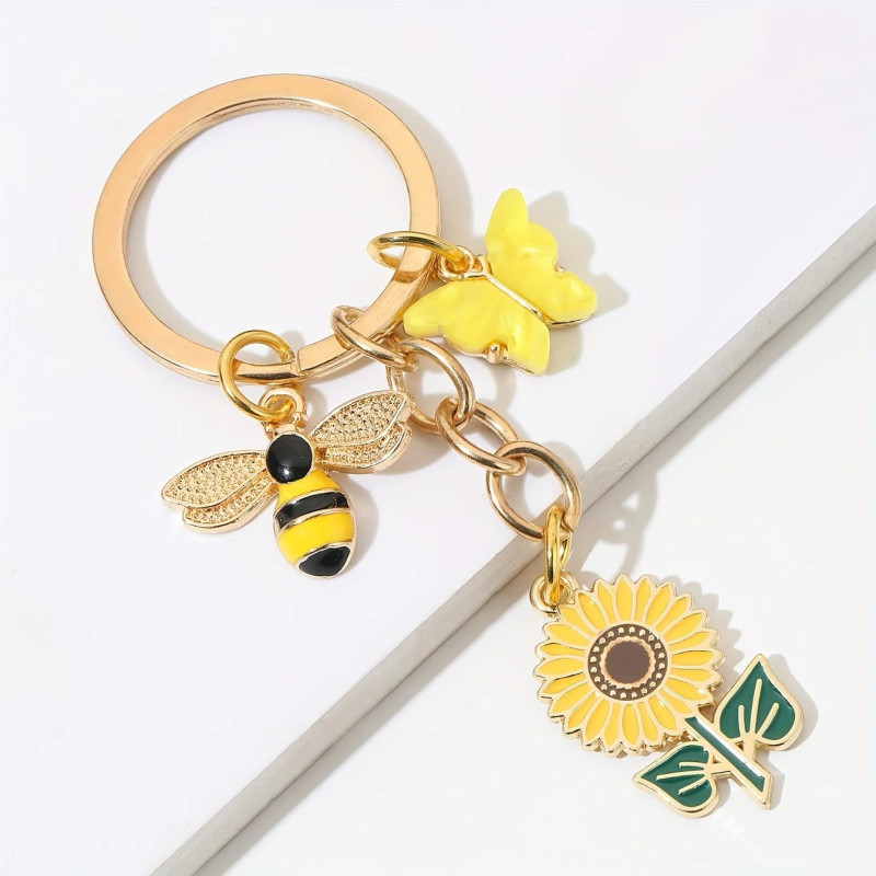 Porte-clés Abeille Papillon & Tournesol