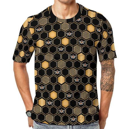 Geometric Hive Bee T-Shirt | Unique Modern Bee Graphic Tee