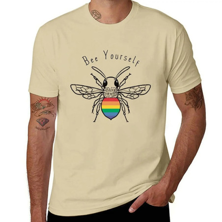 T-shirt Abeille "Bee Yourself" Arc-en-ciel - 100% Coton (Homme)