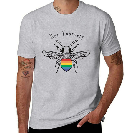 T-shirt Mignon Abeille pour Homme Arc-en-ciel "Bee Yourself"