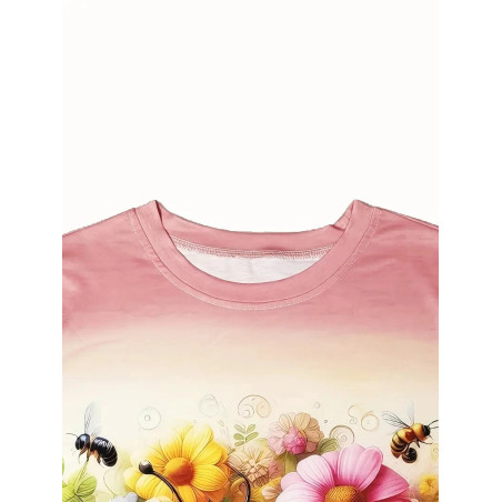 Cute Bee T-Shirt for Women | Honey & Flowers Graphic Tee