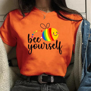 T-shirt Abeille "Bee Yourself" Arc-en-ciel Femme - 100% Coton (9 Couleurs)