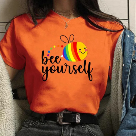 T-shirt Abeille "Bee Yourself" Arc-en-ciel Femme - 100% Coton (9 Couleurs)