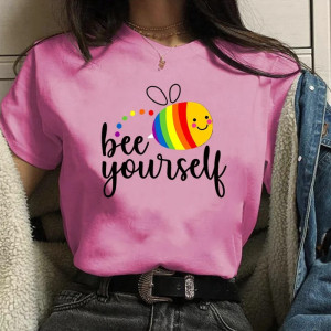 T-shirt Abeille "Bee Yourself" Arc-en-ciel Femme - 100% Coton (9 Couleurs)
