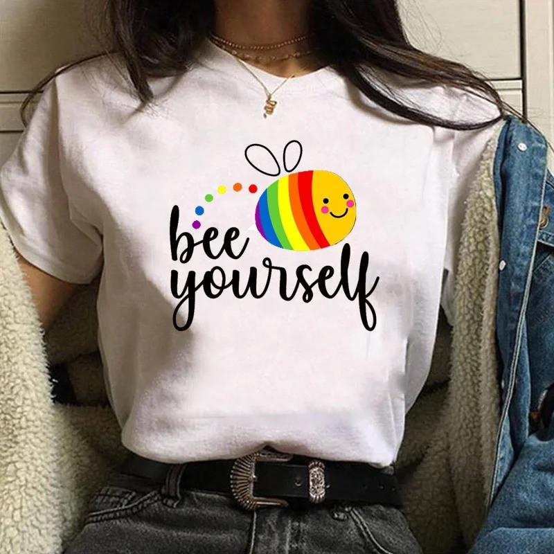 Camiseta Abeja "Bee Yourself" Arcoíris | Ropa Mujer Original