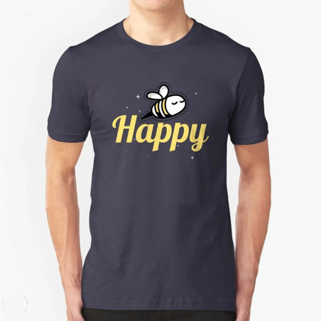 T-shirt Abeille Homme "Happy Bee - Happy Mood" - 100% Coton