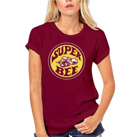 T-Shirt Femme Abeille Super Bee à manches courtes Burgundy