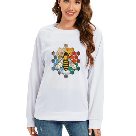 Sweat Abeille "Alvéoles Multicolores" - Femme (4 Couleurs)