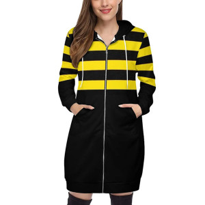Sweat Abeille Rayures Buzz à capuche - modèle long pour femme !