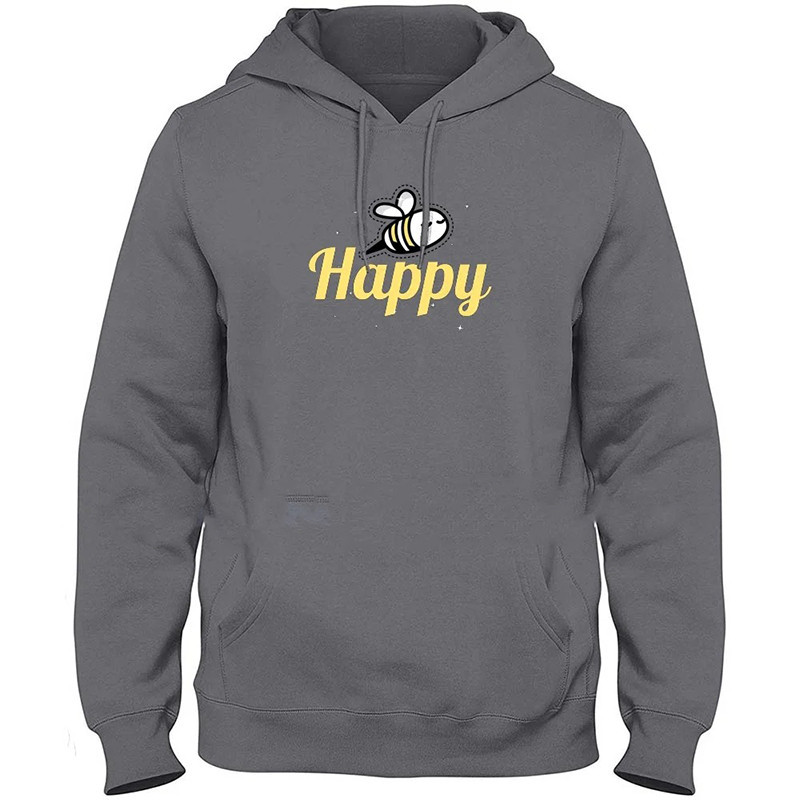 Sweat à Capuche Abeille "Happy Buzz" couleur gris