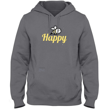 Sweat à Capuche Abeille "Happy Buzz" couleur gris