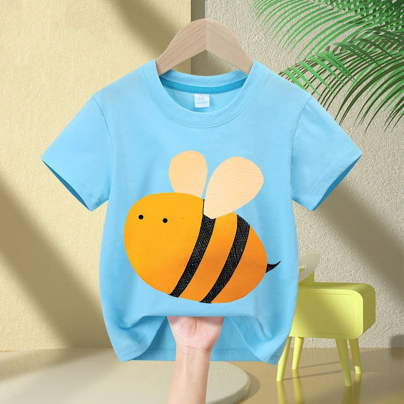 T-shirt Abeilles multicolores pour filles et garçons couleur bleu
