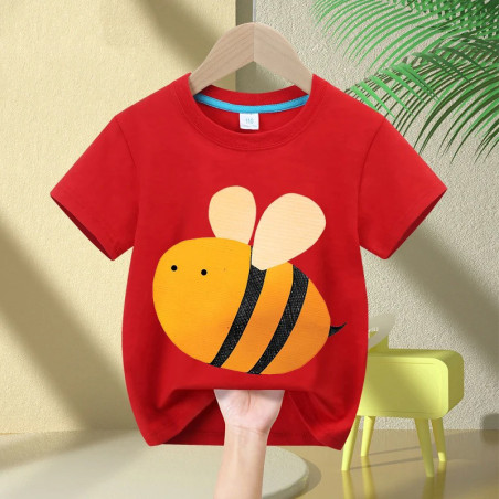 T-shirt Abeilles multicolores pour filles et garçons couleur rouge