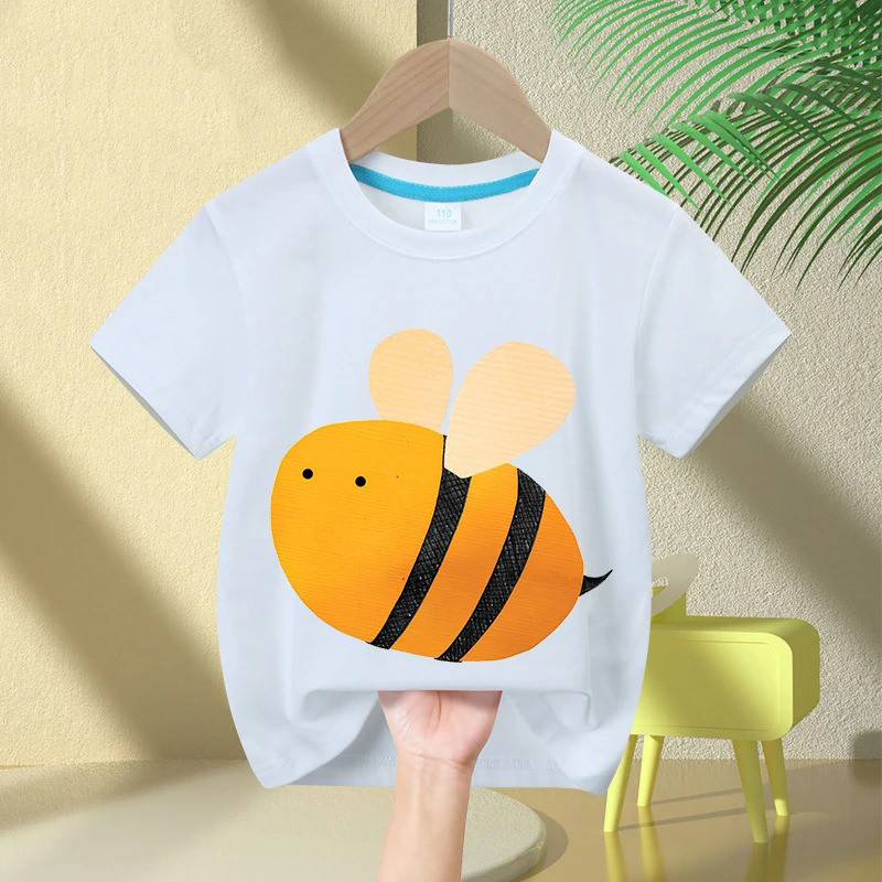 T-shirt Abeilles multicolores pour filles et garçons couleur bleu ciel