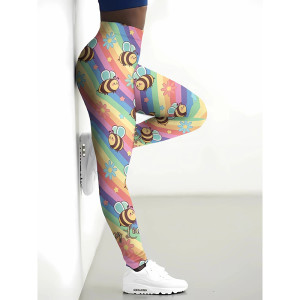 Happy Bee Rainbow Leggings – Cute & Comfortable Yoga Pants